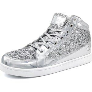 Igxx Men Silver High Top Bling Glitter Party Disco Retro Metallic Gold Sneakers